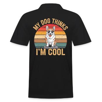Corgi mon chien pense que je suis cool - Polo Homme - noir - Dos - Kai (181cm)