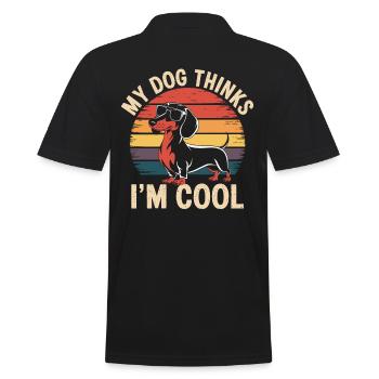 Dackel Mein Hund Denkt Das Ich Cool Bin - Männer Poloshirt - Schwarz - Hinten - Kai (181cm)