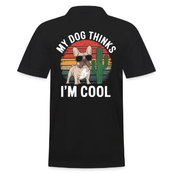 Bouledogue français Mon chien pense que je suis cool - Polo Homme - noir - Dos - Kai (181cm)