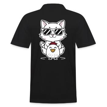Chat avec des lunettes de soleil sur poulet - Polo Homme - noir - Dos - Kai (181cm)