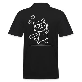 Chat avec des lunettes de soleil jouant au baseball - Polo Homme - noir - Dos - Kai (181cm)