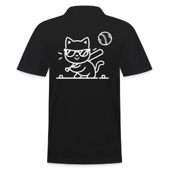 Chat avec des lunettes de soleil jouant au baseball - Polo Homme - noir - Dos - Kai (181cm)