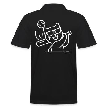 Chat avec des lunettes de soleil jouant au baseball - Polo Homme - noir - Dos - Kai (181cm)