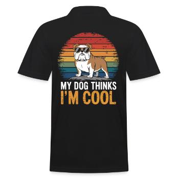 Bulldog my dog thinks I'm cool - Men's Polo Shirt - black - Back - Kai (181cm)