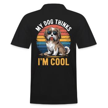 Havanese dog my dog thinks I'm cool - Men's Polo Shirt - black - Back - Kai (181cm)