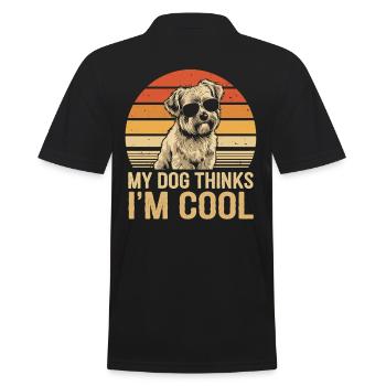 Maltese dog my dog thinks I'm cool - Men's Polo Shirt - black - Back - Kai (181cm)