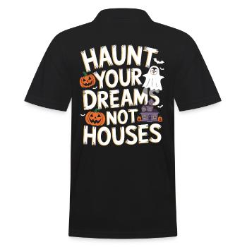 Penguin Halloween: Haunting Your Dreams Not Houses - Men's Polo Shirt - black - Back - Kai (181cm)
