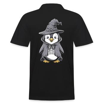 Pingouin mignon en costume de sorcière d’Halloween - Polo Homme - noir - Dos - Kai (181cm)