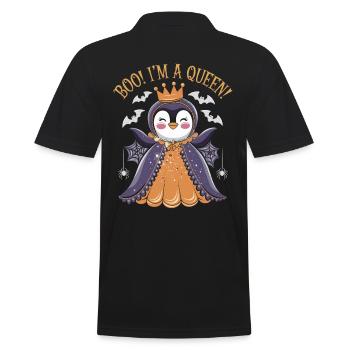 Pingouin Halloween Boo ! Je suis une reine - Polo Homme - noir - Dos - Kai (181cm)