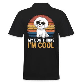 Bichon Frise Mein Hund Denkt Das Ich Cool Bin - Männer Poloshirt - Schwarz - Hinten - Kai (181cm)