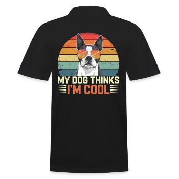 Boston Terrier My Dog Thinks I'm Cool - Men's Polo Shirt - black - Back - Kai (181cm)