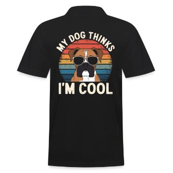 Boxer Dog My Dog Thinks I'm Cool - Men's Polo Shirt - black - Back - Kai (181cm)