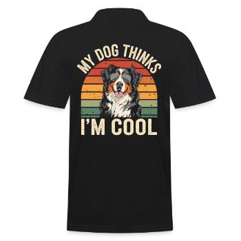 Bernese Mountain Dog My Dog Thinks I'm Cool - Men's Polo Shirt - black - Back - Kai (181cm)