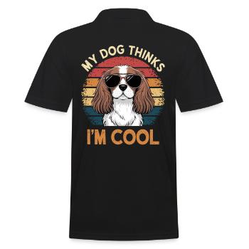 Cavalier Spaniel My Dog Thinks I'm Cool - Men's Polo Shirt - black - Back - Kai (181cm)
