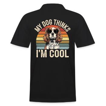 Cavalier Spaniel My Dog Thinks I'm Cool - Men's Polo Shirt - black - Back - Kai (181cm)