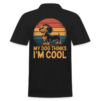 Dackel Mein Hund Denkt Das Ich Cool Bin - Männer Poloshirt - Schwarz - Hinten - Kai (181cm)