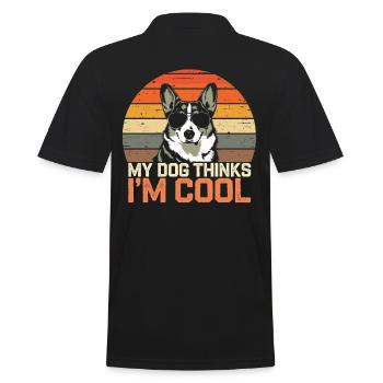 Corgi mon chien pense que je suis cool - Polo Homme - noir - Dos - Kai (181cm)