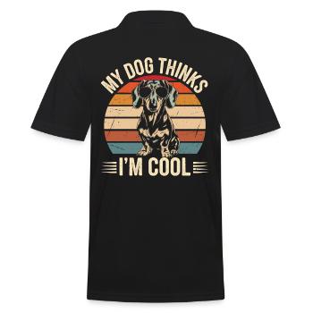 Dackel Mein Hund Denkt Das Ich Cool Bin - Männer Poloshirt - Schwarz - Hinten - Kai (181cm)