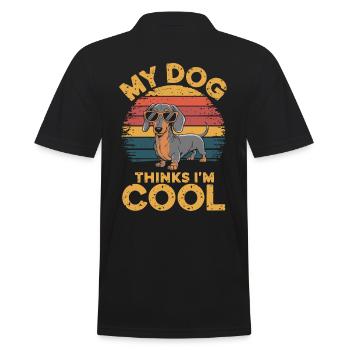 Dackel Mein Hund Denkt Das Ich Cool Bin - Männer Poloshirt - Schwarz - Hinten - Kai (181cm)