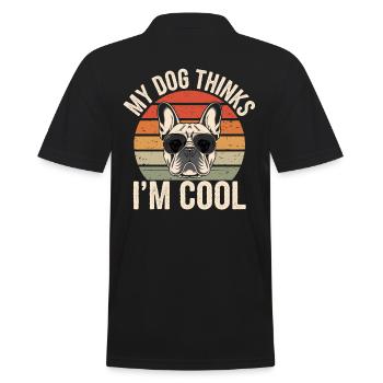 Bouledogue français Mon chien pense que je suis cool - Polo Homme - noir - Dos - Kai (181cm)