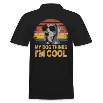 Deutsche Dogge Mein Hund Denkt Das Ich Cool Bin - Männer Poloshirt - Schwarz - Hinten - Kai (181cm)