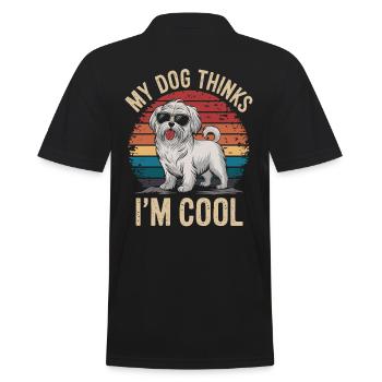 Maltese dog my dog thinks I'm cool - Men's Polo Shirt - black - Back - Kai (181cm)