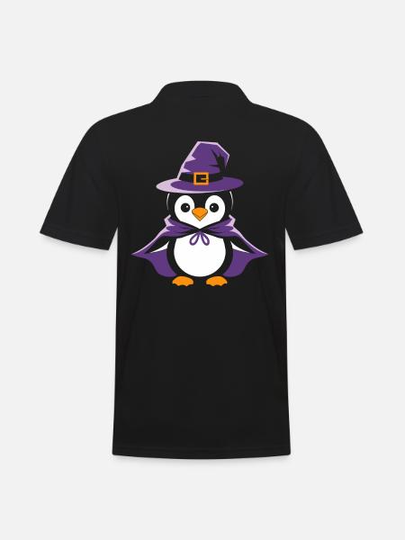 Pingvin Halloween heksehat og kappe - Herre poloshirt - sort