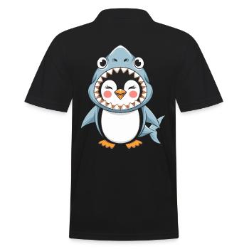 Pingouin Halloween : Pingouin mignon en costume de requin - Polo Homme - noir - Dos - Kai (181cm)