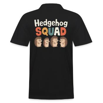 Igel Gruppen Design Igel Squad - Männer Poloshirt - Schwarz - Hinten - Kai (181cm)