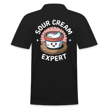 Sauce Lover Sour Cream Expert Kawaii Sour Cream - Männer Poloshirt - Schwarz - Hinten - Kai (181cm)