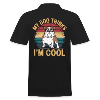 Bulldog Mein Hund Denkt Das Ich Cool Bin - Männer Poloshirt - Schwarz - Hinten - Kai (181cm)