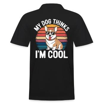 Corgi mon chien pense que je suis cool - Polo Homme - noir - Dos - Kai (181cm)