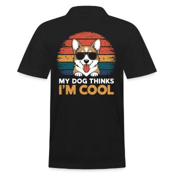 Corgi my dog thinks I'm cool - Men's Polo Shirt - black - Back - Kai (181cm)