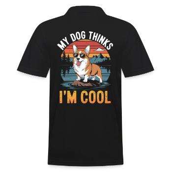 Corgi my dog thinks I'm cool - Men's Polo Shirt - black - Back - Kai (181cm)