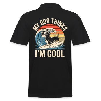 Dackel Mein Hund Denkt Das Ich Cool Bin - Männer Poloshirt - Schwarz - Hinten - Kai (181cm)