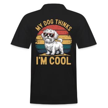 Maltese dog my dog thinks I'm cool - Men's Polo Shirt - black - Back - Kai (181cm)