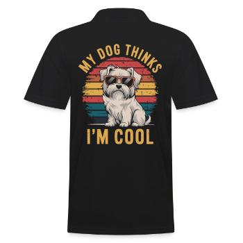 Maltese dog my dog thinks I'm cool - Men's Polo Shirt - black - Back - Kai (181cm)