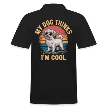 Maltese dog my dog thinks I'm cool - Men's Polo Shirt - black - Back - Kai (181cm)