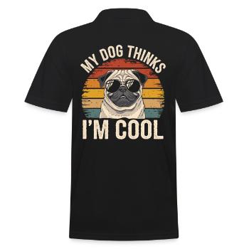 Carlin mon chien pense que je suis cool - Polo Homme - noir - Dos - Kai (181cm)