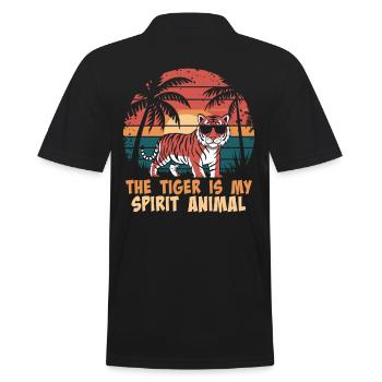 Der Tiger Ist Mein Spiritueller Begleiter - Männer Poloshirt - Schwarz - Hinten - Kai (181cm)