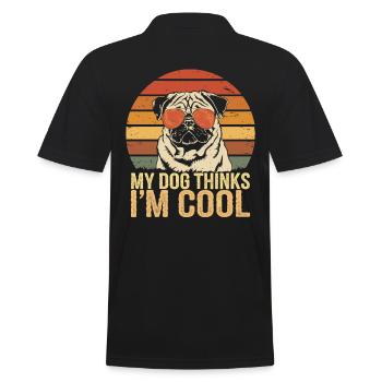 Carlin mon chien pense que je suis cool - Polo Homme - noir - Dos - Kai (181cm)