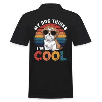 Shi shitzu mon chien pense que je suis cool - Polo Homme - noir - Dos - Kai (181cm)