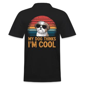 Shi shitzu mon chien pense que je suis cool - Polo Homme - noir - Dos - Kai (181cm)