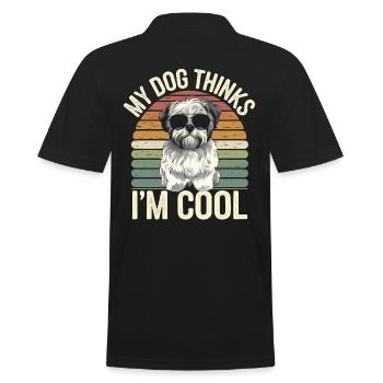Shi shitzu mon chien pense que je suis cool - Polo Homme - noir - Dos - Kai (181cm)