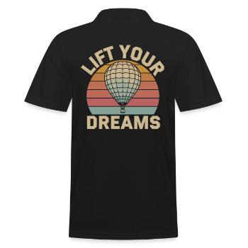 Lift Your Dreams - Hot Air Balloon Inspiration - Men's Polo Shirt - black - Back - Kai (181cm)