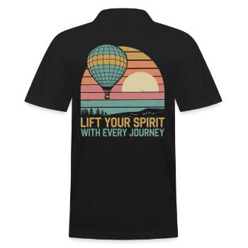 Hot Air Balloon Inspirational Message - Lift Your - Men's Polo Shirt - black - Back - Kai (181cm)