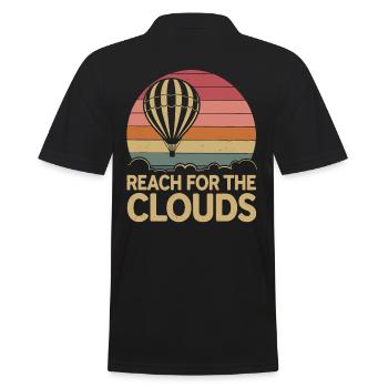Heißluftballon Inspiration Zitat - Reach For The - Männer Poloshirt - Schwarz - Hinten - Kai (181cm)