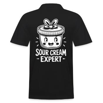 Sour Cream Expert Lustiges Cartoon Motiv - Männer Poloshirt - Schwarz - Hinten - Kai (181cm)