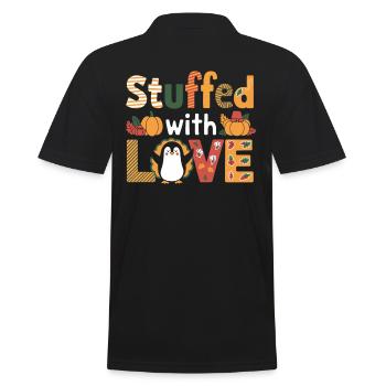 Penguin Thanksgiving Stuffed With Love - Men's Polo Shirt - black - Back - Kai (181cm)