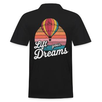 Lift Your Dreams Hot Air Balloon Inspiration Quote - Men's Polo Shirt - black - Back - Kai (181cm)